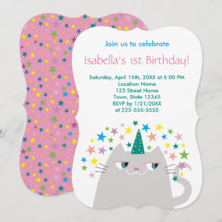 Invitación Niña Unicornio Rosa Cumpleaños 1 año