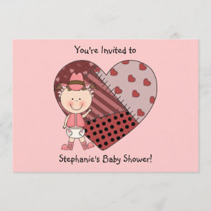 Invitación Niña y corazón occidentales del remiendo - fiesta