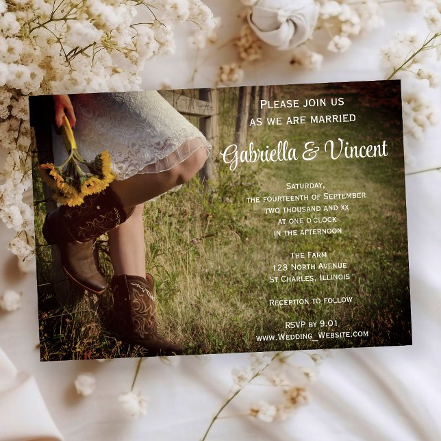 Invitación Niña y girasoles País Boda occidental (Subido por el creador)