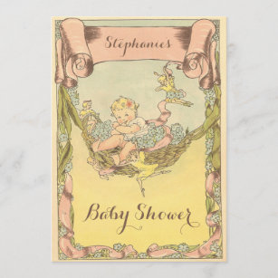 Invitación Niña y hadas lindas Baby Shower del vintage