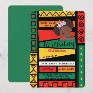 Invitación Niñas afroamericanas modernas Fiesta de cumpleaños