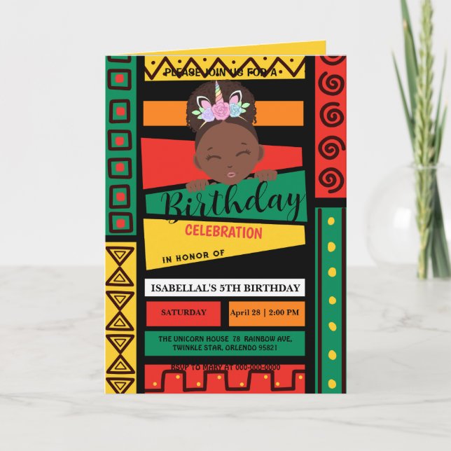 Invitación Niñas afroamericanas modernas Fiesta de cumpleaños (Anverso)