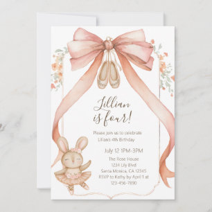 Invitación Niñas de ballet al acuarela cuarto cumpleaños