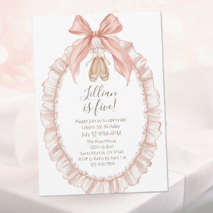 Invitación Niñas de ballet rosadas lindas quinta cumpleaños 