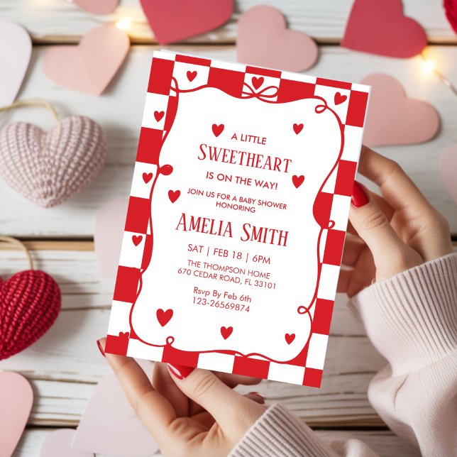 Invitación Niñas de San Valentín Corazón Dulce garabato Bebé (Subido por el creador)