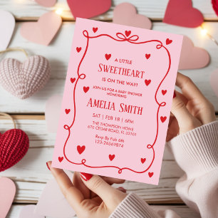 Invitación Niñas del Día de San Valentín Corazón Dulce garaba