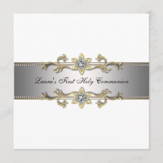 Invitación Niñas Elegantes de Primera Comunión en Blanco y Ne