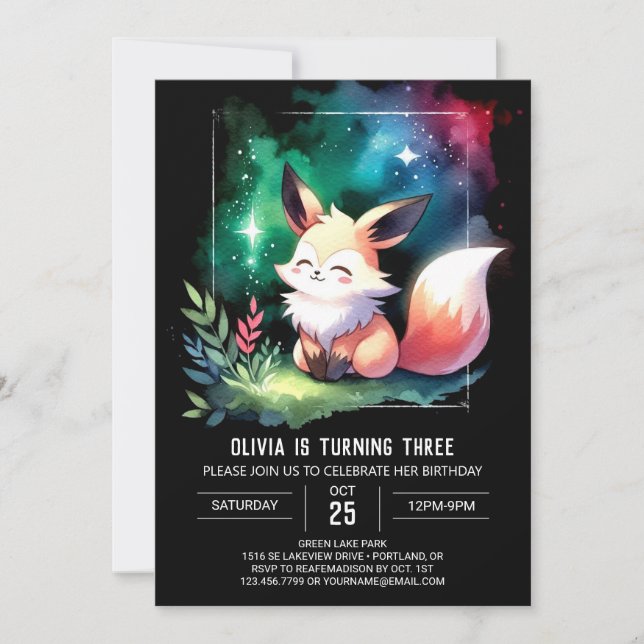 Invitación Niñas encantadas Fox Birday digital (Anverso)