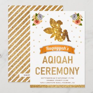 Invitación Niñas hadas mágicas florales dulces y lindas Aqiqa