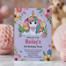 Niñas Lindo Unicornio Purpura Cumpleaños Infantil