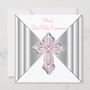 Invitación Niñas Primera Comunión Rosa