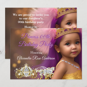 Invitación Niñas princesas Fiesta de cumpleaños Carrito rosa