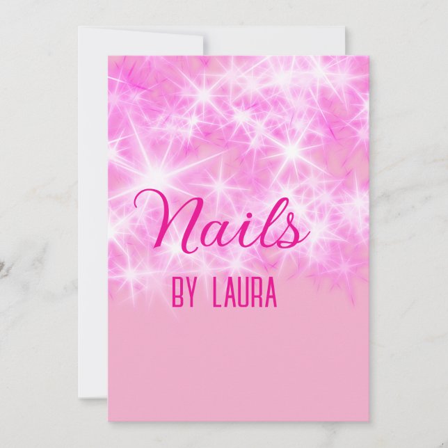 Invitación Niñas purpurinas rosadas y nails añaden nombre a s (Anverso)