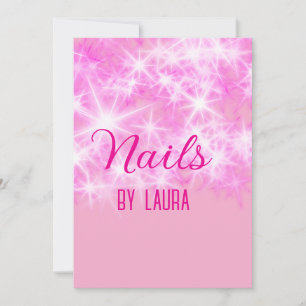 Invitación Niñas purpurinas rosadas y nails añaden nombre a s