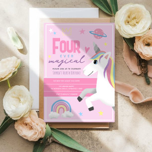 Invitación Niñas Unicornio Rosa Por Siempre Mágico Cumpleaños