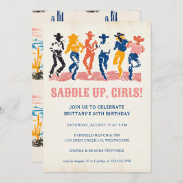 Invitación Niñas vacas modernas bailando con Fiesta de cumple