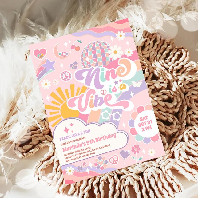 Invitación Nine es una fiesta de cumpleaños número 9 con temá (Subido por el creador)