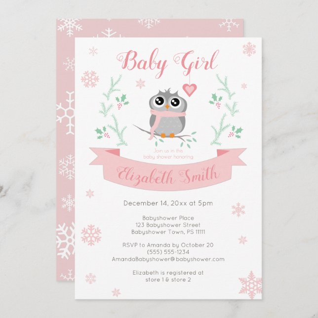 Invitación Niñera de bebé de invierno ducha de bebé (Anverso / Reverso)