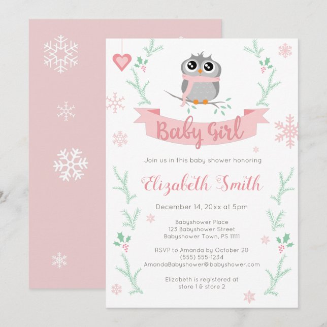 Invitación Niñera de bebé de invierno ducha de bebé (Anverso / Reverso)