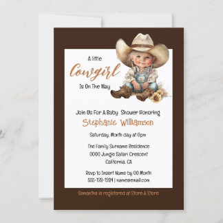 Invitación Niñera linda occidental salvaje oeste de la ducha