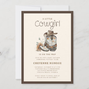 Invitación Niñita Cowgirl Modern Western Baby Shower