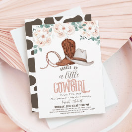 Invitación Niñita Cowgirl Western Floral Chica Baby Shower