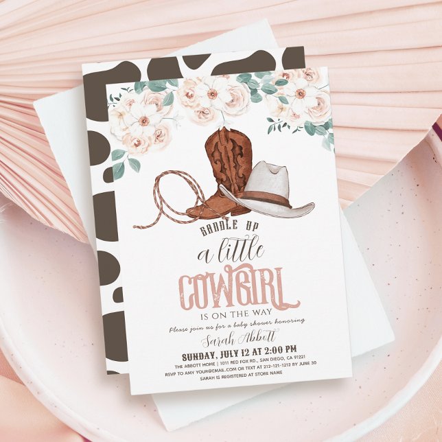 Invitación Niñita Cowgirl Western Floral Chica Baby Shower (Subido por el creador)