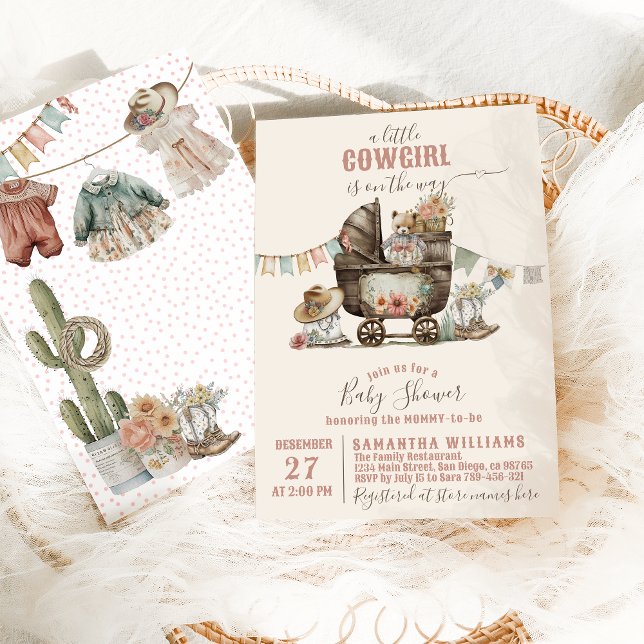 Invitación Niñita vaquera Wild West Boho Baby Shower (Subido por el creador)