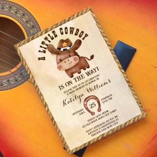 Invitación Niñito vaquero lindo caballo bebé en una ducha de 