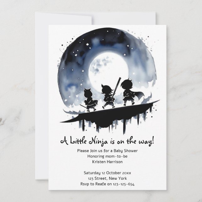 Invitación Ninja Baby Shower (Anverso)