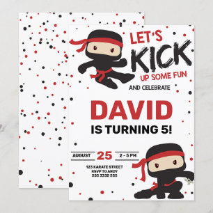 Invitación Ninja Karate Boy Birday Martial Arts