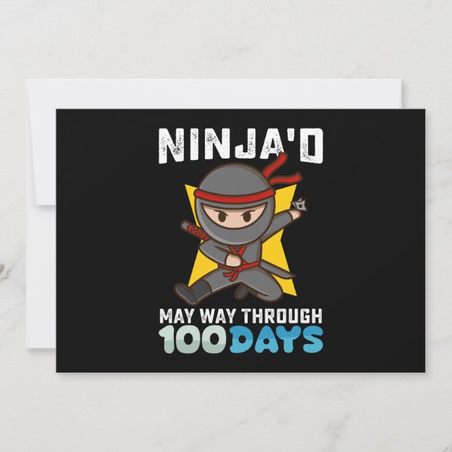 Invitación Ninja podría pasar por 100 días de escuela (Anverso)