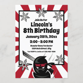 Invitación Ninja Samurai Guerrero Niños Fiesta de Cumpleaños