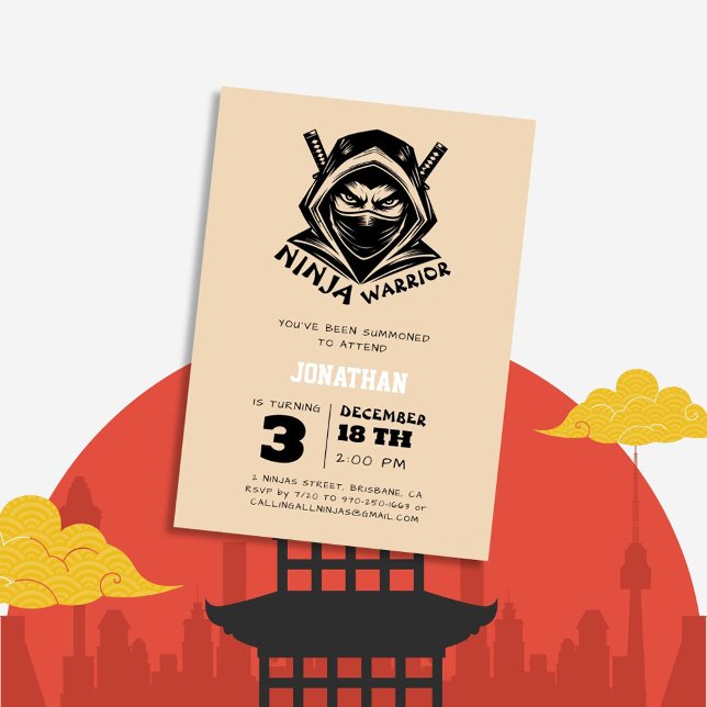 Invitación Ninja Warrior Ninja Mask Cumpleaños (Subido por el creador)