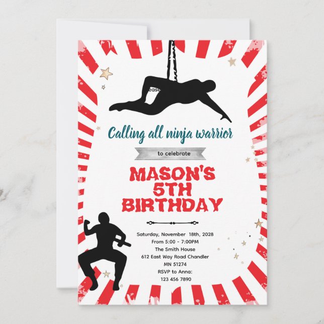Invitación Ninja warrior party Invitation (Anverso)