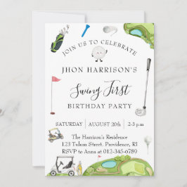 Invitación Niño 1 cumpleaños Fiesta Tema de golf