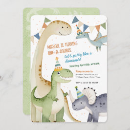 Invitación Niño 1 Fiesta dinomita Cute 1-A-Saurus