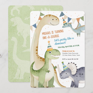 Invitación Niño 1 Fiesta dinomita Cute 1-A-Saurus