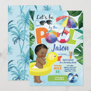 Invitación Niño 1 primer cumpleaños fiesta tropical