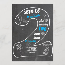 Invitación Niño 2.º cumpleaños número de tablero azul