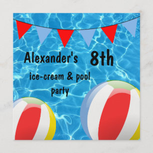 Invitación Niño: 8.º helado y Fiesta de piscina