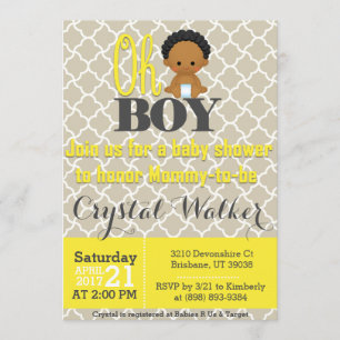 Invitación Niño afroamericano Baby Shower