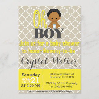 Invitación Niño afroamericano Baby Shower