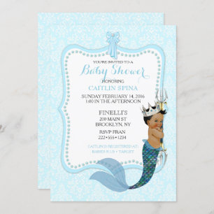 Invitación Niño afroamericano, Merman Príncipe Corona