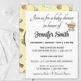 Invitación Niño amarillo o Chica Baby Shower moderno