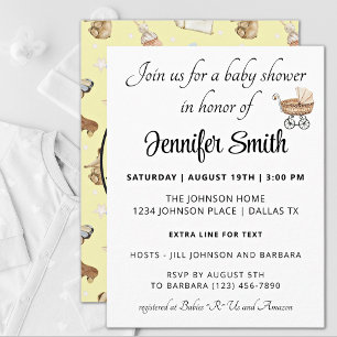Invitación Niño amarillo o Chica Baby Shower moderno