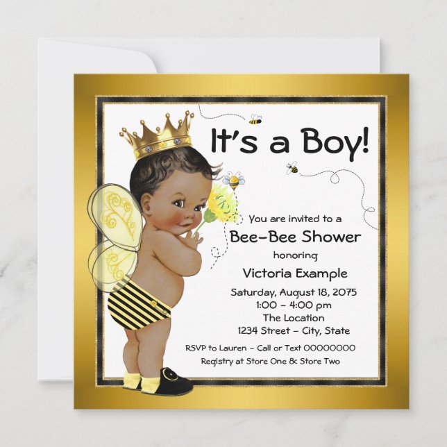 Invitación Niño americano africano bebe Baby Shower (Anverso)