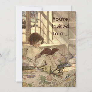 Invitación Niño Antiguo Leyendo un Libro Graduación Escolar