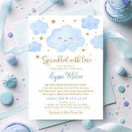 Invitación Niño Azul Nube Rociada con Amor Bebe Rociar