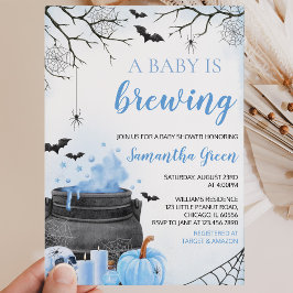 Invitación Niño Azul Una Bebé se Está Preparando Halloween Ba